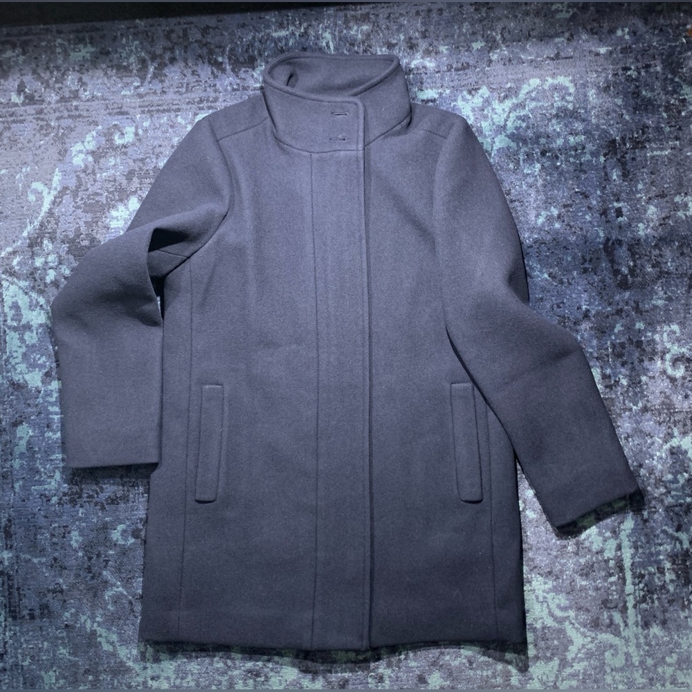 NWT J Crew Factory City coat w/Button Neck, 8 women Navy